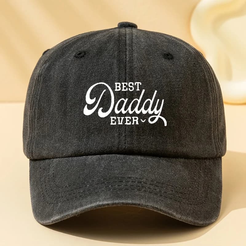 Lightweight and breathable outdoor cap - Adjustable baseball cap with BEST Daddy EVER print - Unisex snapback cap with curved visor