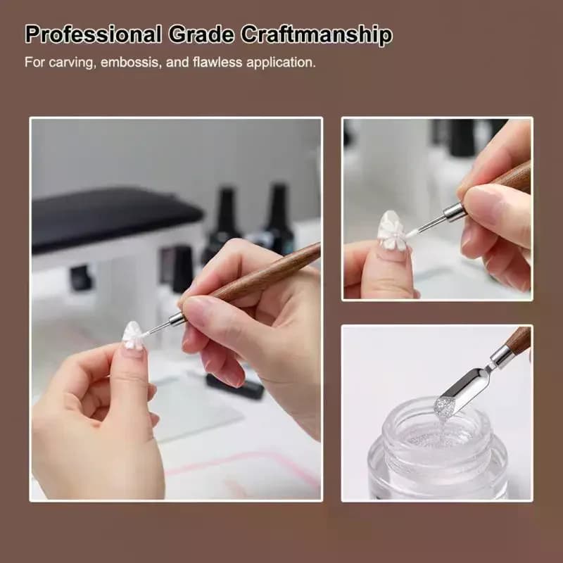 1 Piece Pen in Wood and Silicone for Engraving and Painting, Double Point Brush for Nail Art, Multifunctional Tool for Fai-da- Manicure ♪