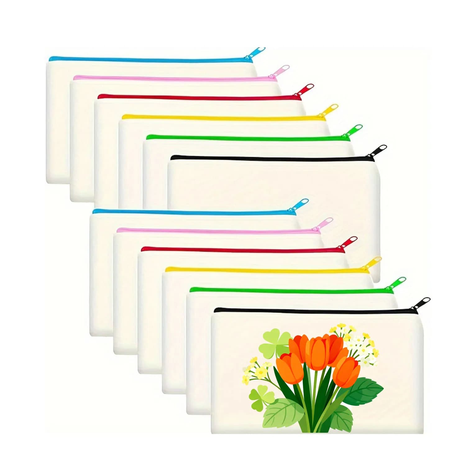 12 sacchetti vuoti per sublimazione con cerniera: cerniere multicolori, ideali per artigianato fai da te, pittura, astucci, stoccaggio e altro ancora