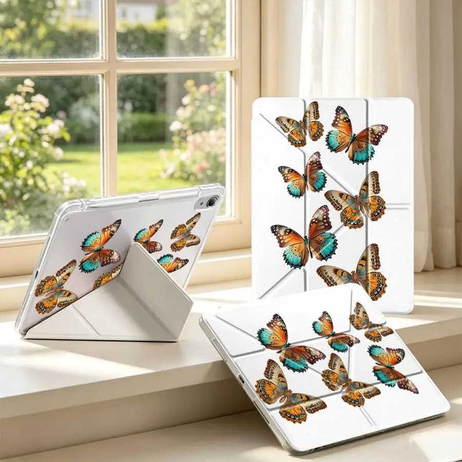 Vibrant Butterflies With Pen Slot Cover Tablet Case For Samsung Galaxy Tab S10 Lite S8 S7 FE A11 S9 Plus A9 Plus A8