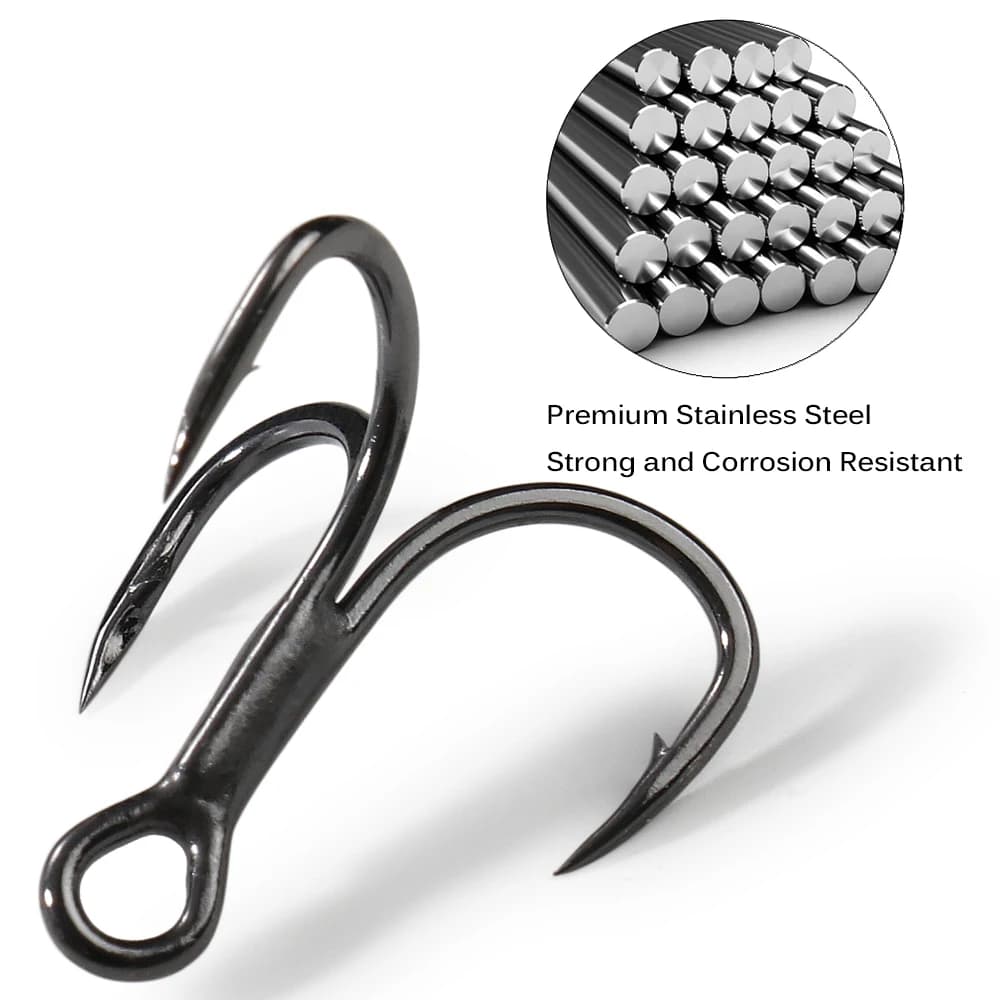 GOBAIT 20 Pieces / Box Fishing hooks Triple Carbon Steel, High Strength, Sharpened, With Ardiglione, Esche kit, Box Equipment, Fishing hooks