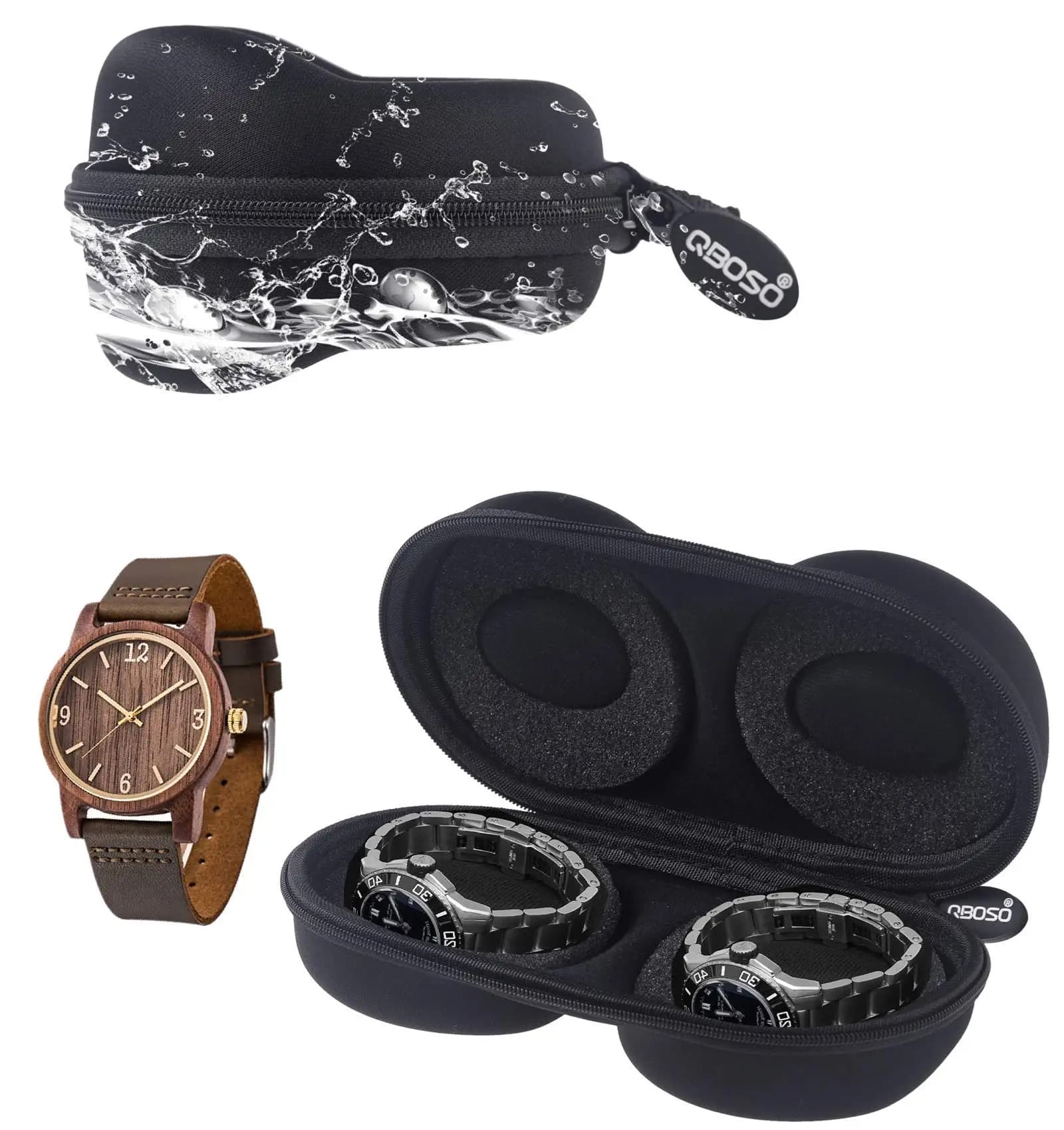 Scatola portaoggetti per custodia da viaggio per orologi a 6 slot | Robusta cerniera di protezione portatile adatta a tutti gli orologi da polso e orologi intelligenti