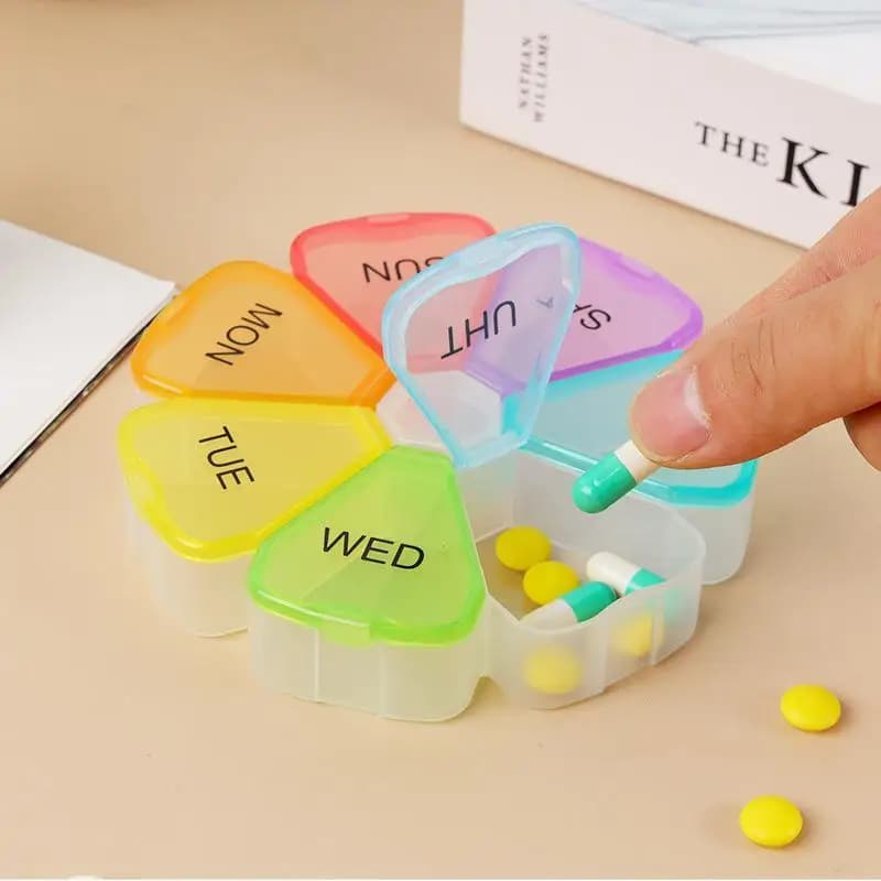 7 Large Compartment Portable Travel Pill Box Tablet Case For Vitamins Supplements Medication Arrangement