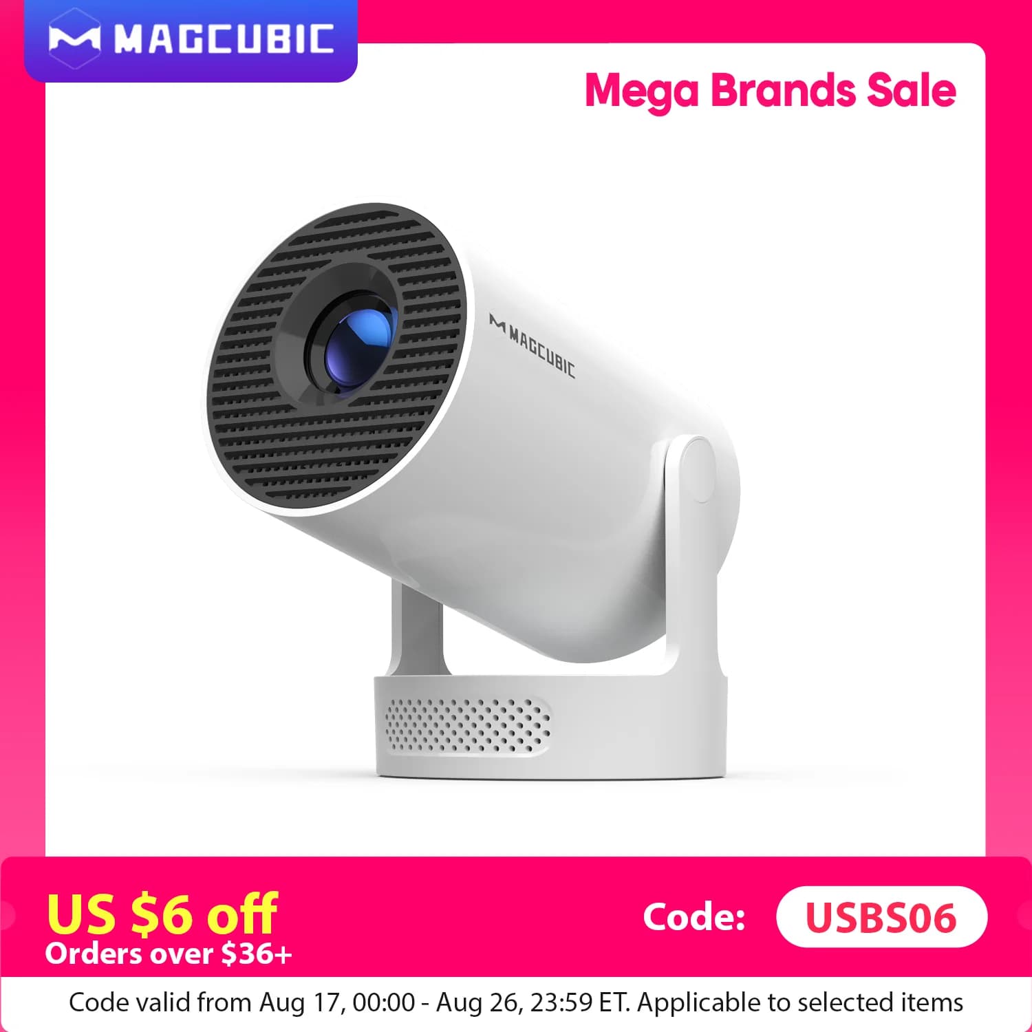 Projector Magcubic HY300 Pro+ 8K 720P with 5W Speaker, Android 14, 8000 Lumen, WiFi 6, BT5.4, for External and Home Theater