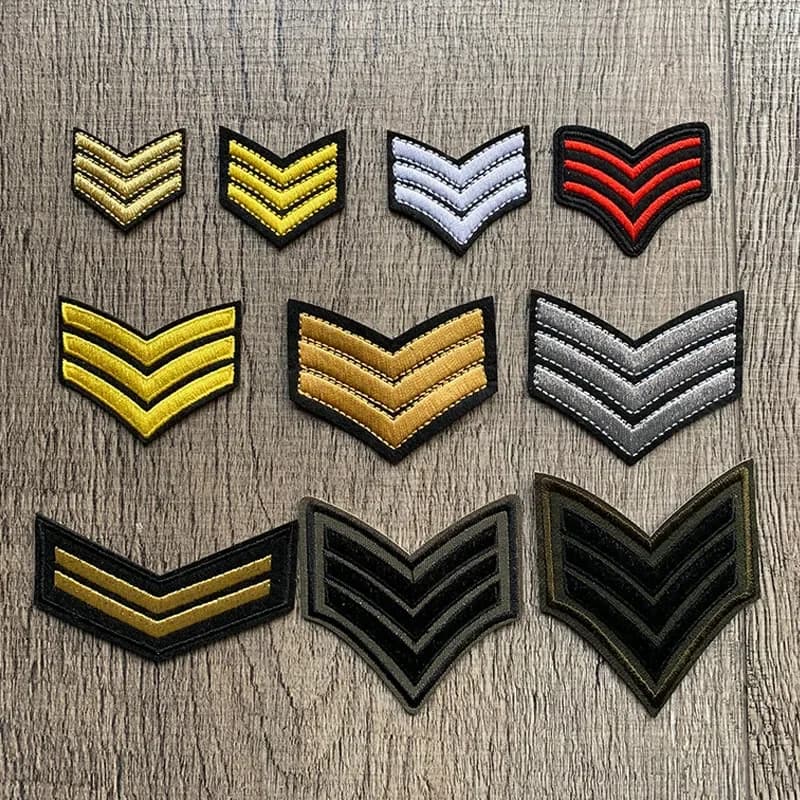 Toppe ricamate di grado militare rosso oro argento all'ingrosso per abbigliamento Logo tattico dell'esercito Ferro su vestiti giacca Badge Applique