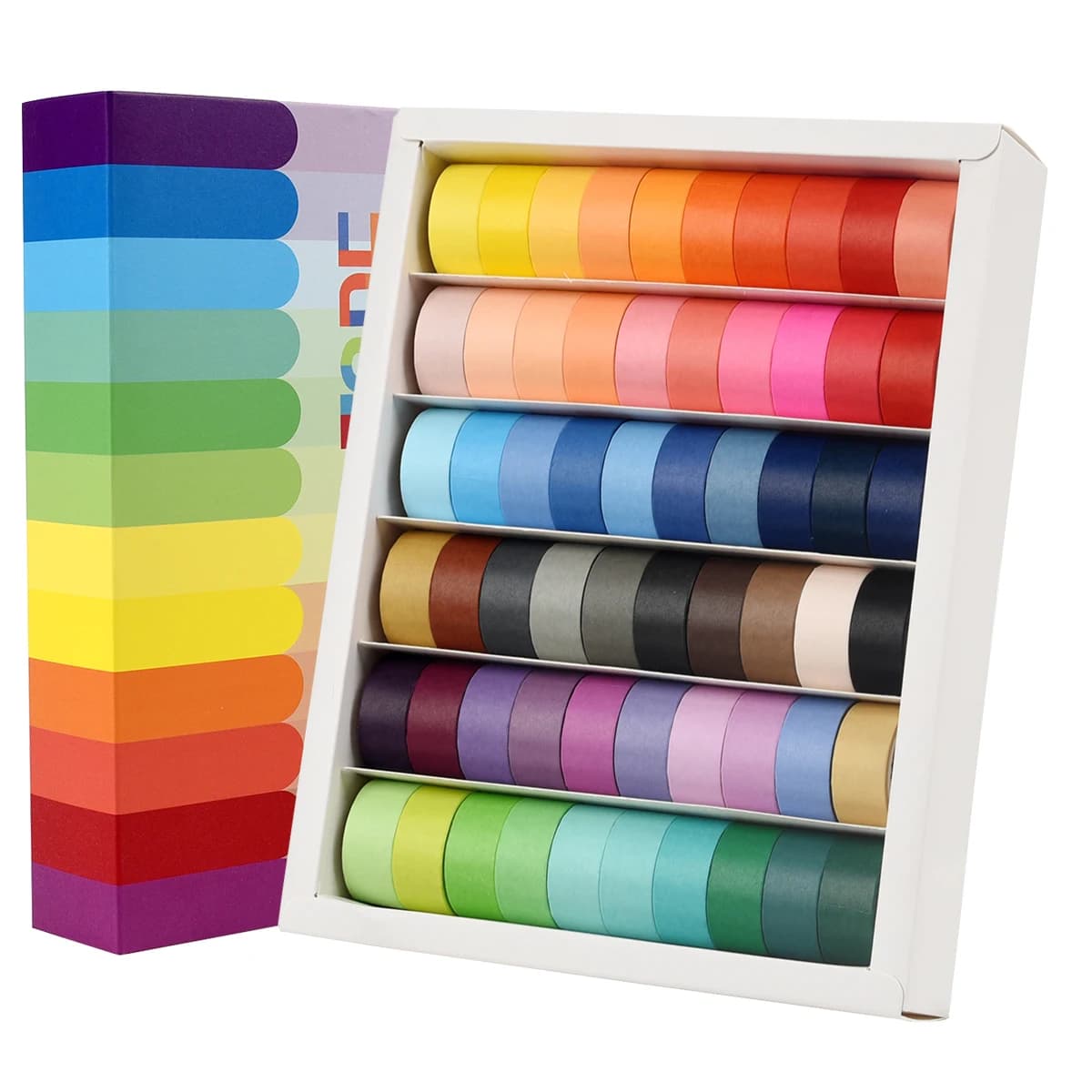60 Rolls 0.6inch wideth Basic Solid Color Washi Tape Rainbow Masking Tape Diary Scrapbook Decorative Adhesive Tape Sticker