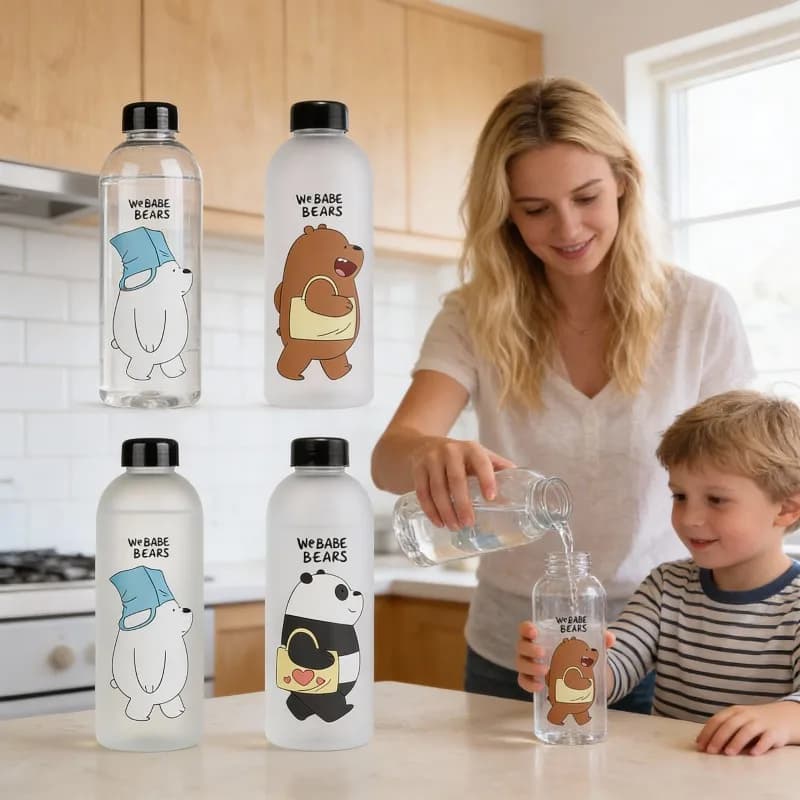 1-8 Pezzi Borraccia Shaker Proteine da 1000ml Design Panda con Cannuccia Anti-perdita per Allenamenti in Palestra, Sport e Miscelazione Bevande Nutrizionali
