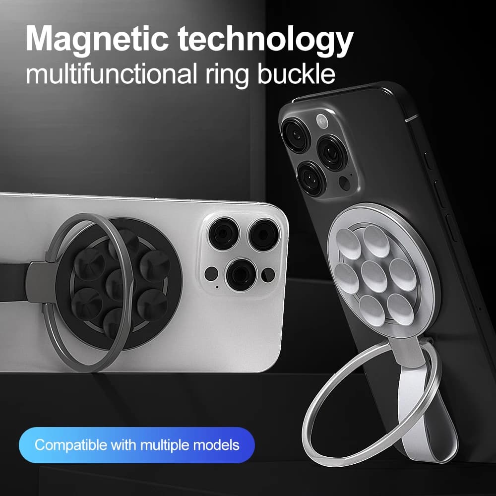 Supporto per telefono MagSafe bifacciale 2025 per iPhone 15/16/17, pieghevole 360 ° Supporto girevole con forte magnete e supporto per la presa delle dita