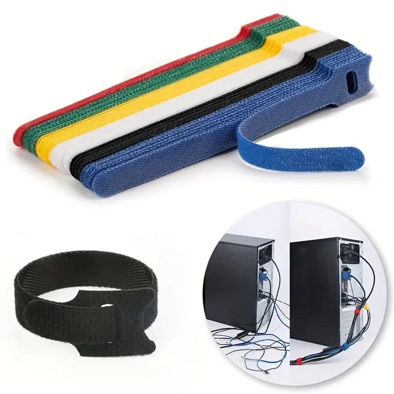 Fascette per cavi riutilizzabili con gancio e anello da 100 pezzi Cinghie di fissaggio Organizzatori di cavi multiuso per computer/TV/dispositivi elettronici