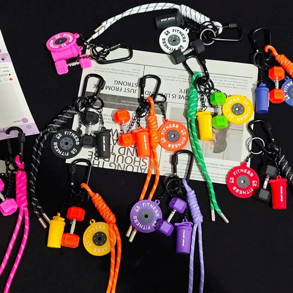 1/2Pcs Gym Fitness Theme Keychain Dumbbell Weight Plate Charm Bag Hanging Accessory Creative Gift for Fitness Sports Enthusiasts