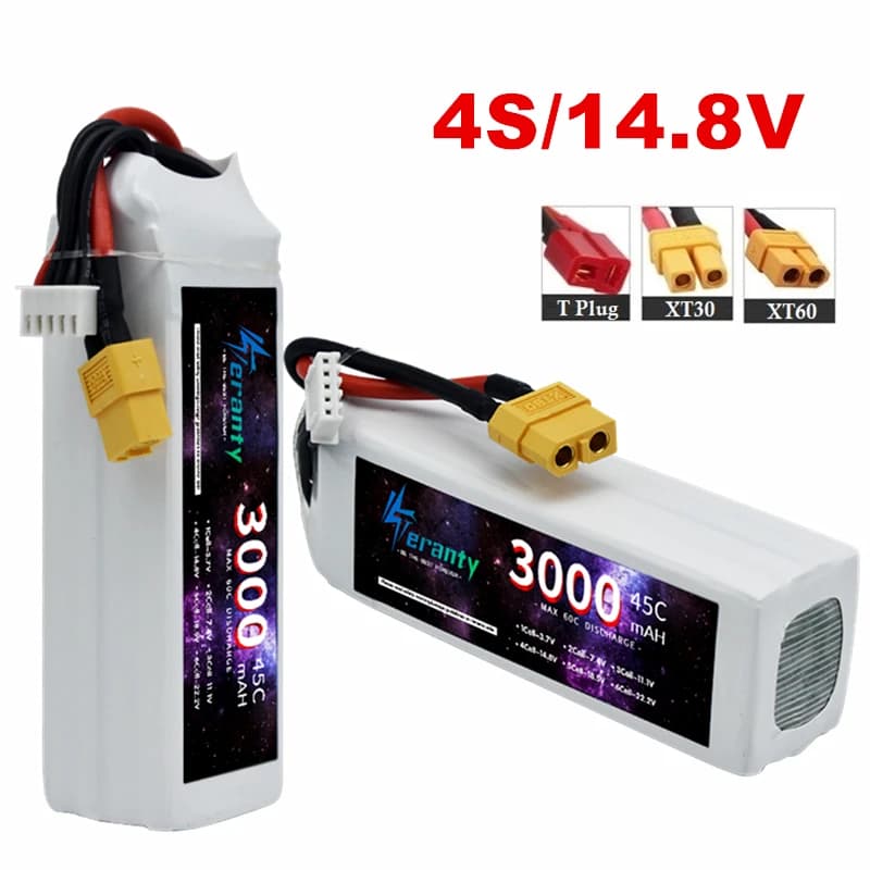 1/3 pz 4S LiPo batteria 14.8V 3000mAh con Deans Plug XT60 XT30 connettore per RC auto elicottero Drone barca aereo 45C batteria