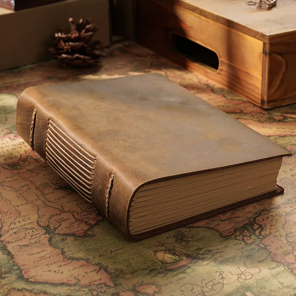Handmade Leather Sketchbook Vintage Writing Journal Travel Diary Notebook Brown Kraft Paper Gift for Women Men
