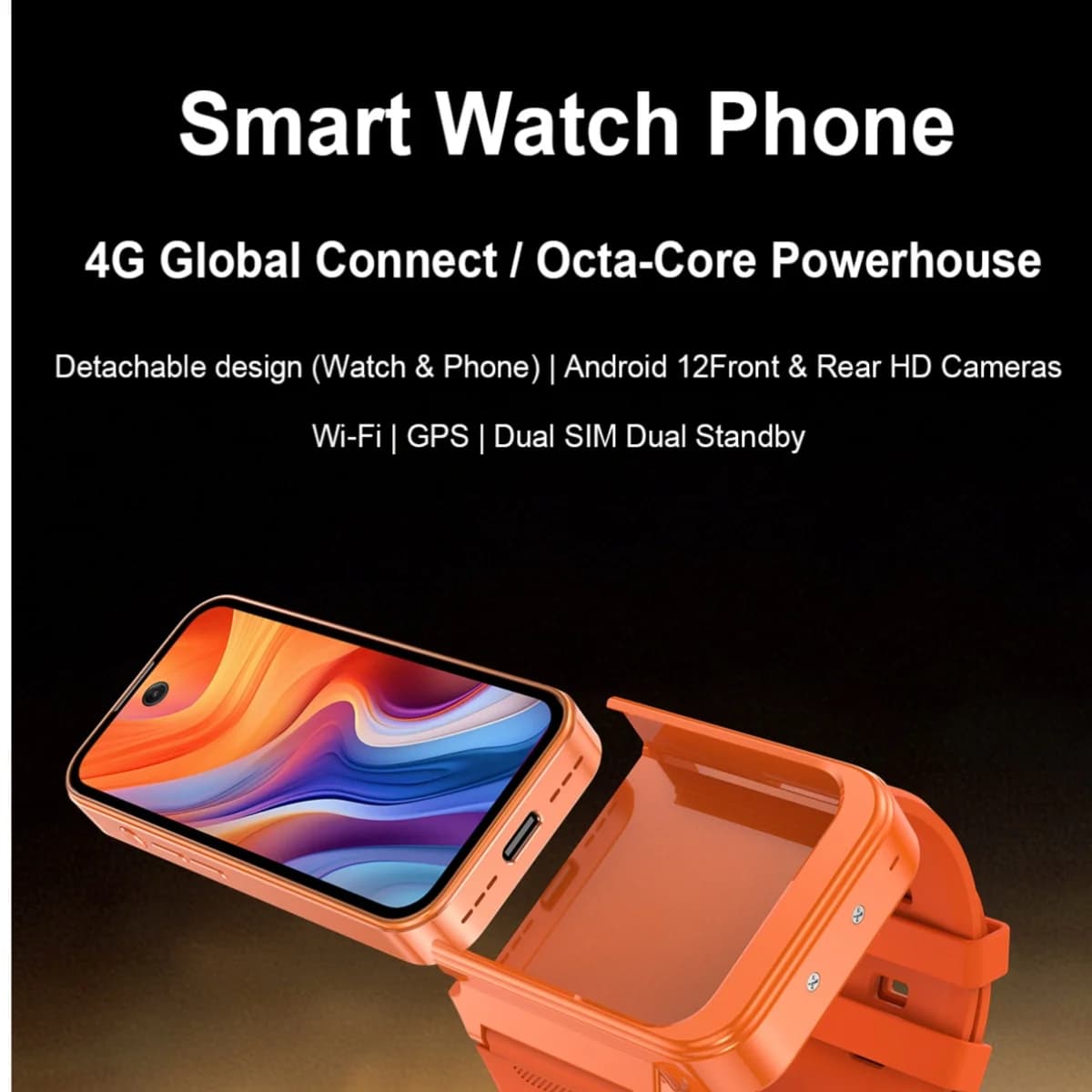 Q333 Mini Smart Watch Phone 256GB ROM Android 12.0 Face Unlock 2000mAh 4G LTE Type-C OTG 3.97‘’ Screen Detachable Smartwatch