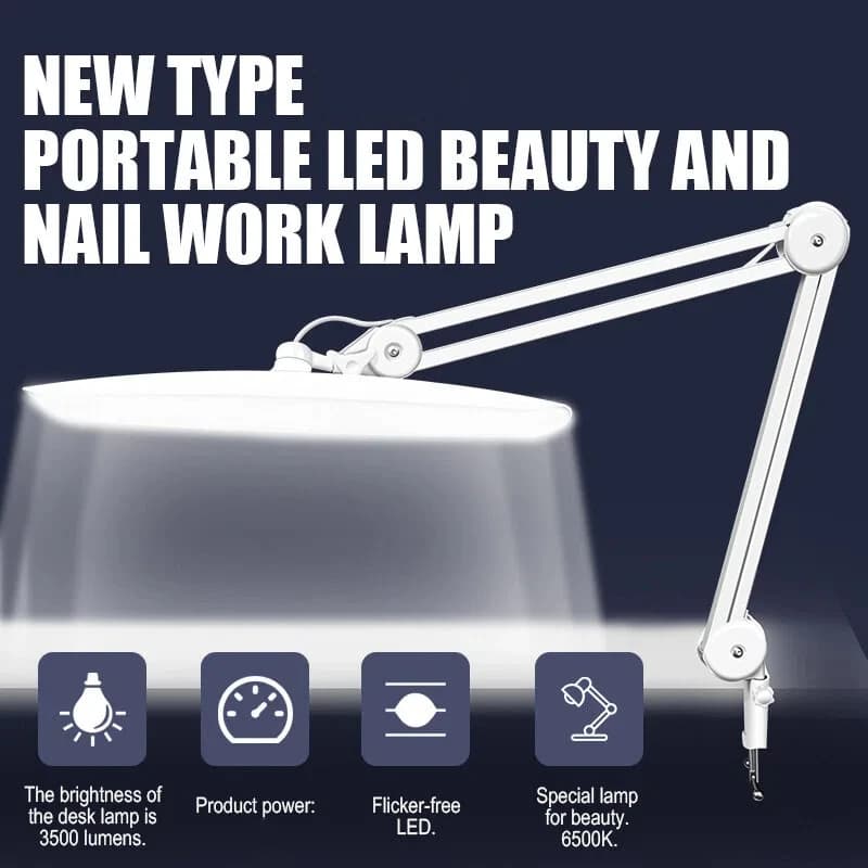 24 W LED Desk Lamp With Clams 19 Inch Dimmable Computer Light Adjustable Desk Lamp For Home, Office, Crafts, Nails and Hobbies