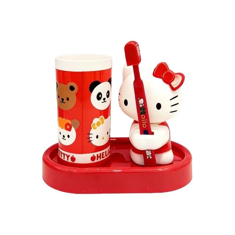 Sanrio Simpatico Set 3-in-1 Hello Kitty: Bicchiere per Collutorio, Porta Spazzolino e Porta Accessori da Bagno - Confezione Regalo 2026