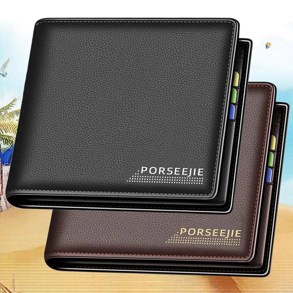 Portafoglio da uomo in pelle PU Business Retro Cash Clip Multi-Card Slot portamonete