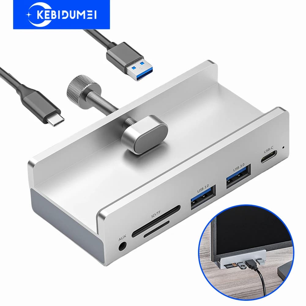 Docking station stile clip a 6 porte Hub USB 3.0 Trasmissione 5 Gbps Docking station USB C Splitter USB per PC portatile MacBook