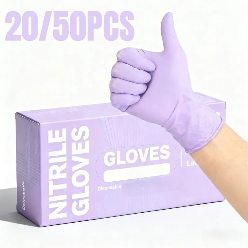 Guanti in nitrile viola chiaro da 20/50 pezzi, guanti multiuso, scelta ideale per nail art, parrucchieri, cucina, pulizia, lavori domestici