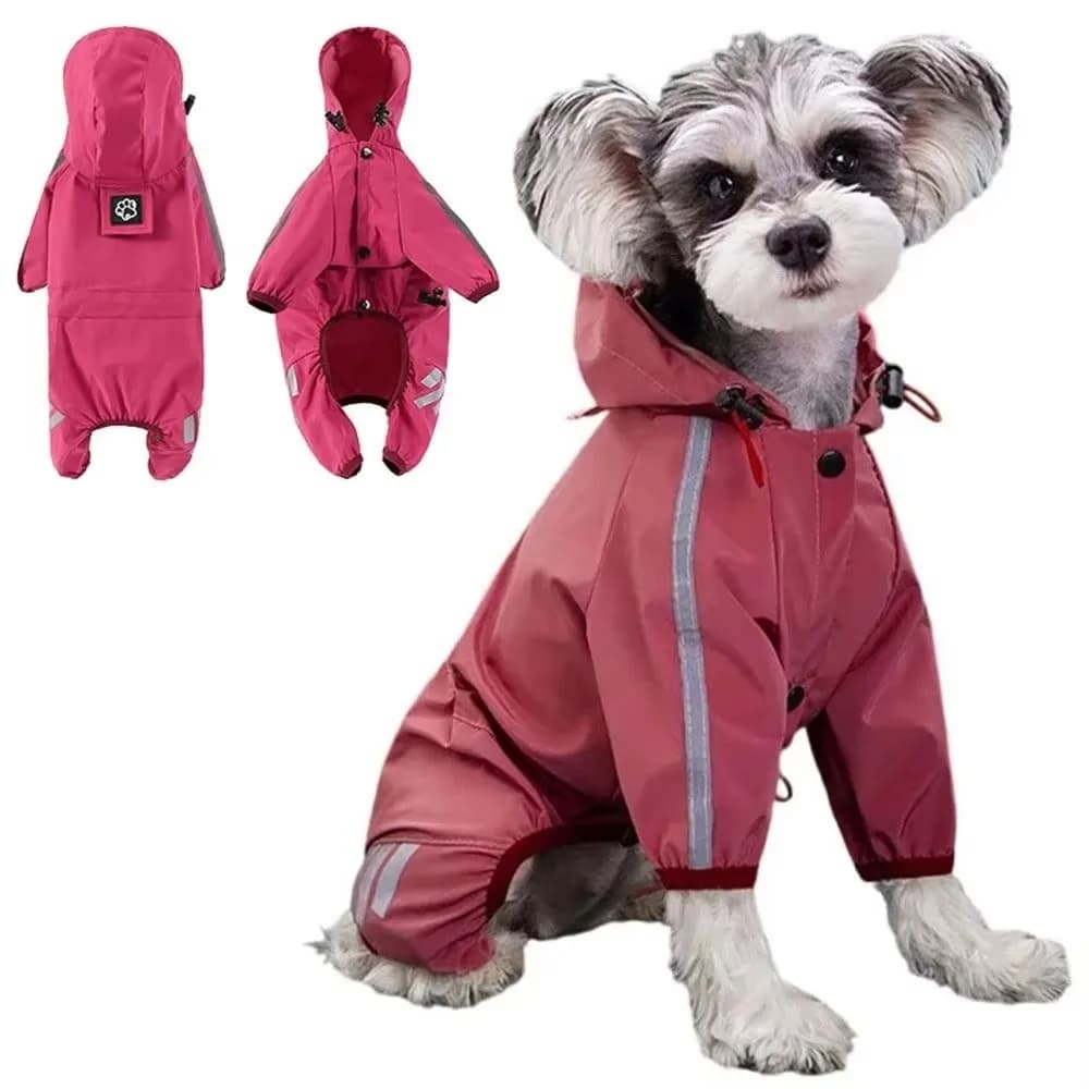Impermeabile riflettente traspirante per cani Impermeabile leggero impermeabile per animali domestici Guinzaglio con cappuccio Tuta per cani di piccola taglia media