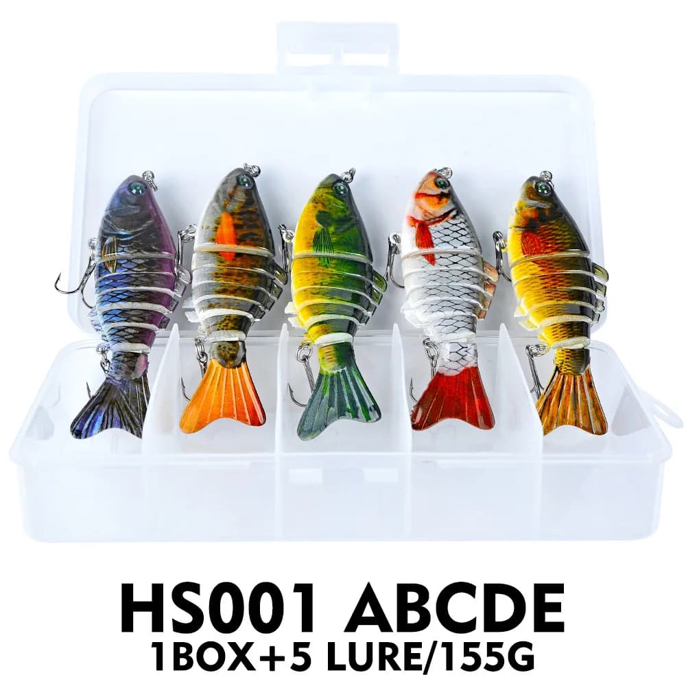 Set di Esche Artificiali Snodate con Scatola per Pesca in Mare, Esche Dure Bioniche Realistiche per Spigola, Snapper, Grouper, Attrezzatura da Pesca in Acqua Salata