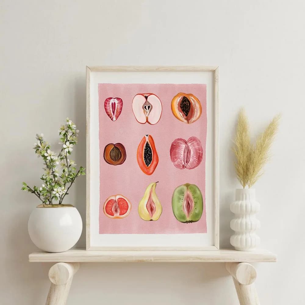 ROSHK Sliced ​​Feminine Fruit Canvas Wall Art Print Poster Feminism Decorative Painting Home Decor Gift Unframed