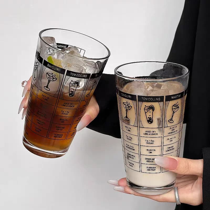 Shaker in vetro da 400 ml con scala di gradi Cocktail in acciaio inossidabile Boston Bar Shaker Bar Miscelazione tazza di vetro con linea Mark Barware