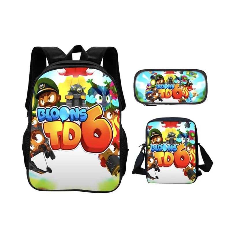 Bloons TD 6 backpack pencil case shoulder bag 3Pcs Set game print kindergarten primary school boy/girl large capacity new trend