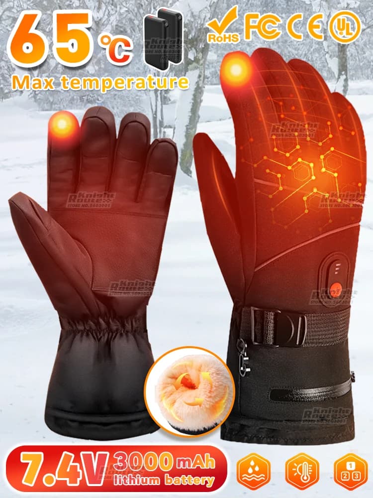 Guanti riscaldati da uomo ricaricabili tramite USB, guanti termici invernali con riscaldamento, guanti riscaldanti elettrici touchscreen per moto, guanti da sci