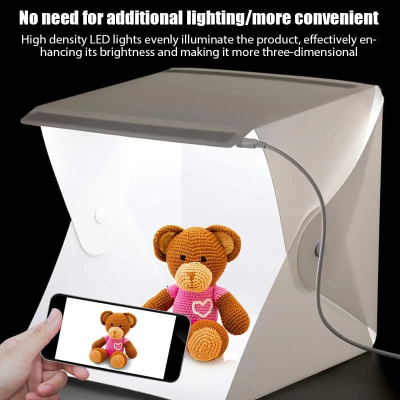 Lightbox Light Box Mini Photo Studio Box 23 * 22 * 24cm Photography Box Light Studio Shooting Tenda Box Kit 6 Fondali a colori Panno