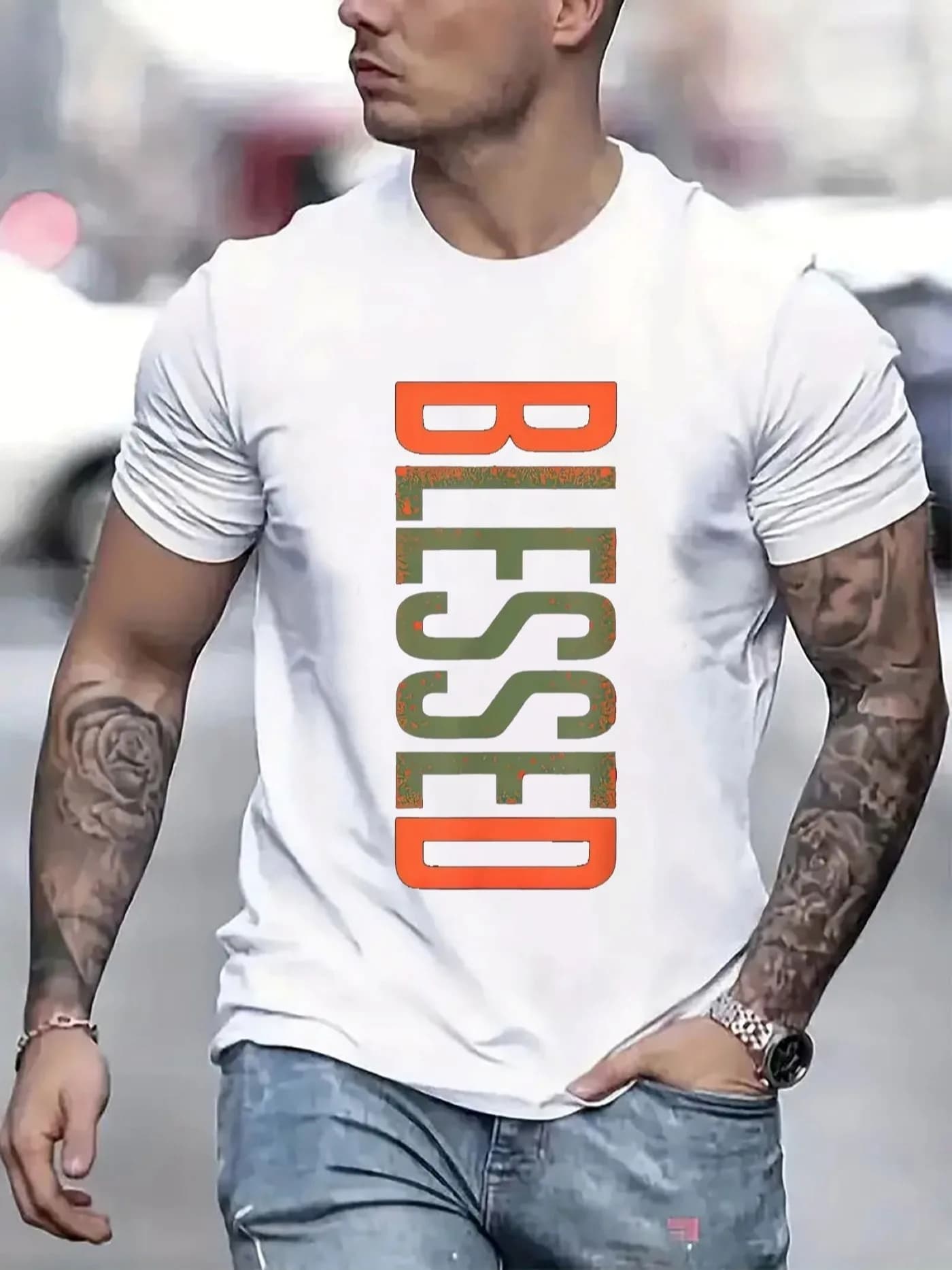 T-shirt da uomo comoda girocollo casual in cotone manica corta morbida e traspirante top da uomo estate primavera street style cotone trendy lettera stampa t-shirt