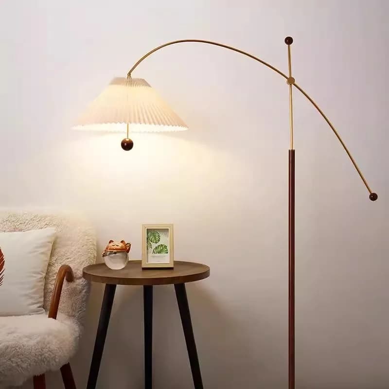 Lampada da terra a LED decorativa in legno, stile artistico, per soggiorno, camera da letto, comodino, design francese antico, a stelo lungo