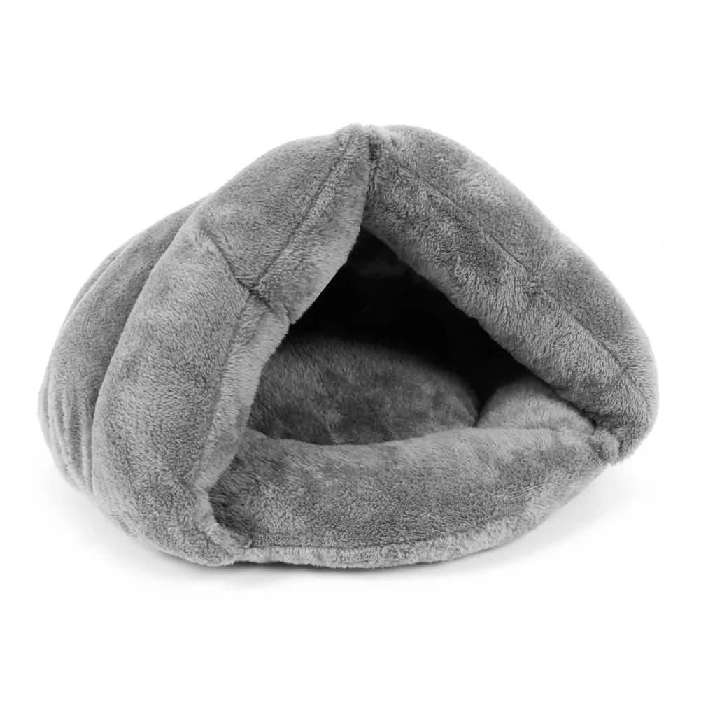 Cuccia Grigia per Gatti e Cani, 50x44x37cm, Stile Sacco a Pelo Caldo e Accogliente, Imbottitura Morbida in Cotone, Comoda per Gatti