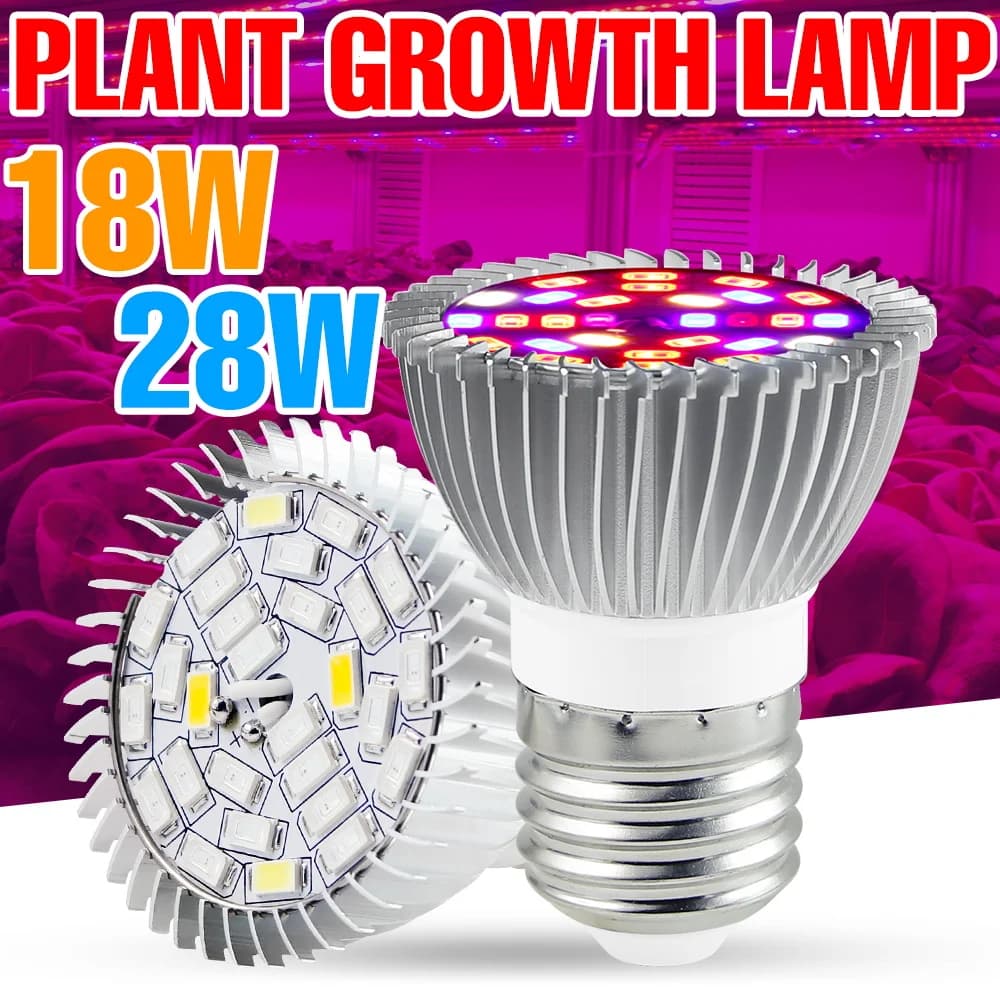 Lampadina LED 28W E27/E26 per Coltivazione, Spettro Completo AC220V, Lampada E14 110V per Piante da Interno, Frutta, Verdura e Fiori