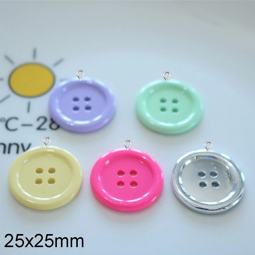 10PCS Shiny circolare Button Series Flat Back Charms per orecchini bracciale tornante gioielli fai da te pendenti accessori per la decorazione