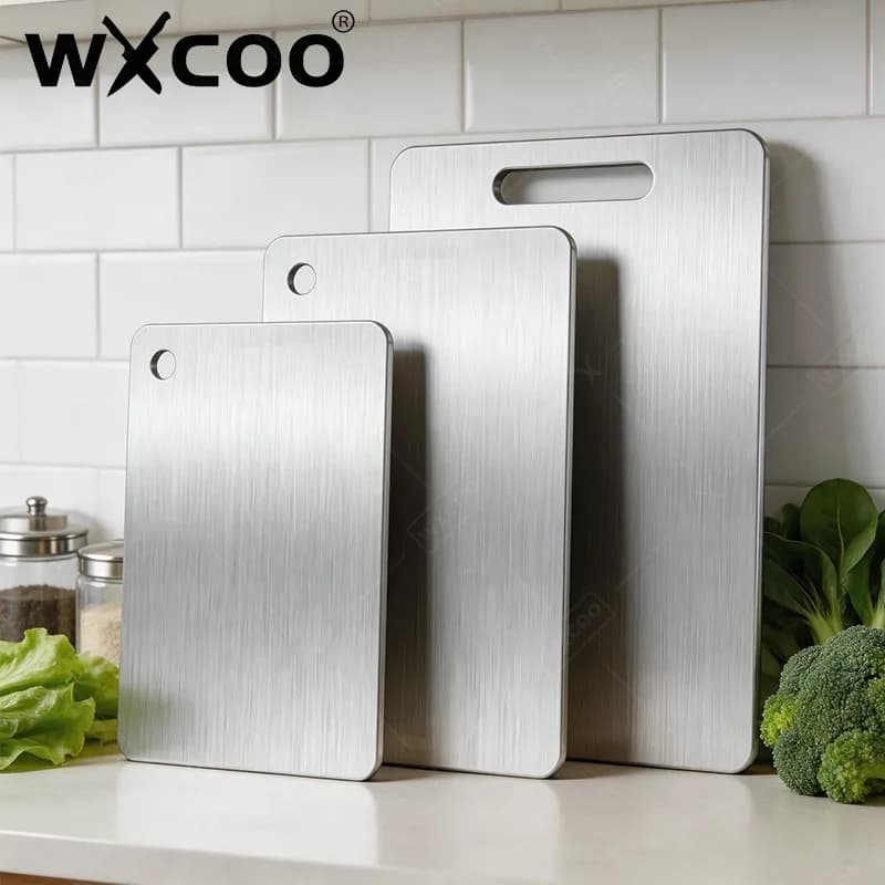 WXCOO Tagliere in Acciaio Inox Rinforzato in 5 Misure, Tavola per Impastare, Tagliere da Cucina per Frutta e Verdura