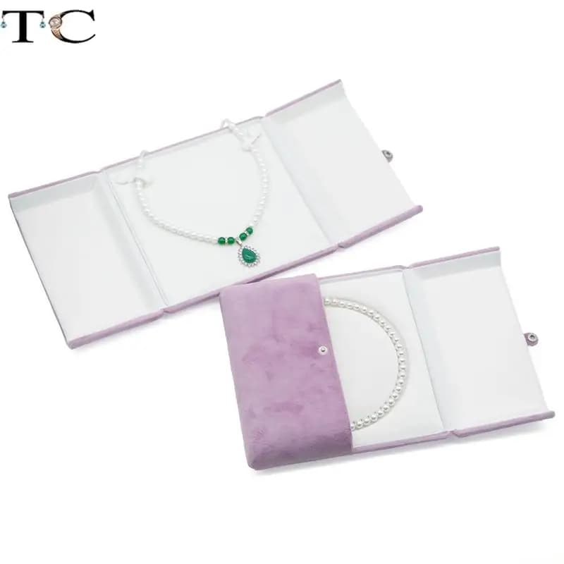 Affascinante Scatola Portagioie in Velluto Viola Chiaro a Doppia Porta con Chiusura a Scatto per Anelli, Orecchini, Collane, Ciondoli, Bracciali e Braccialetti