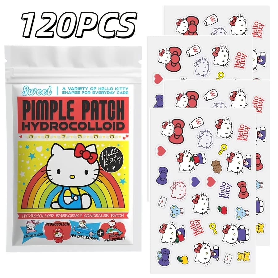 120 Pezzi Cerotti Idrocolloidali Hello Kitty per Acne - Adesivi Decorativi per il Viso - Coprono Imperfezioni e Cicatrici da Acne