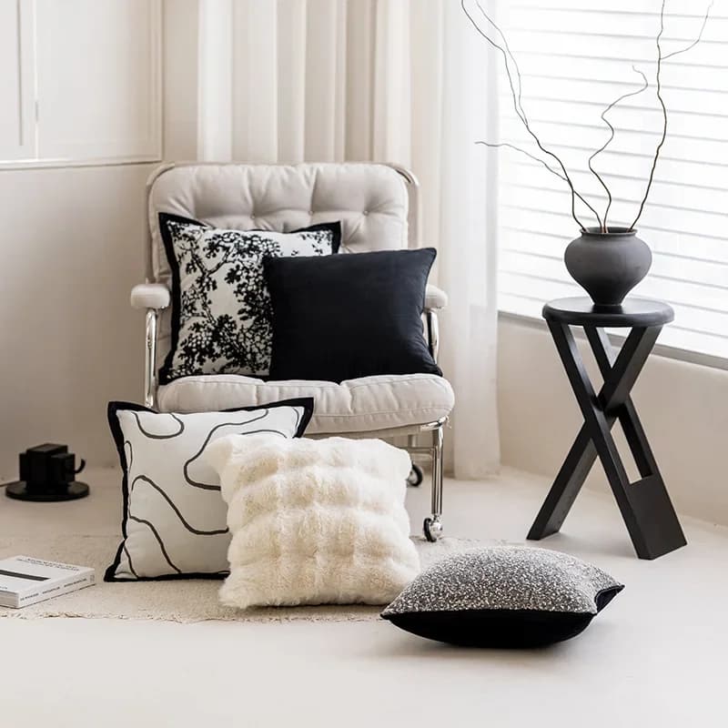 Fodera per cuscino moderna semplice in ciniglia jacquard francese leggero di lusso per la casa divano camera da letto fodera per cuscino per arredamento morbido