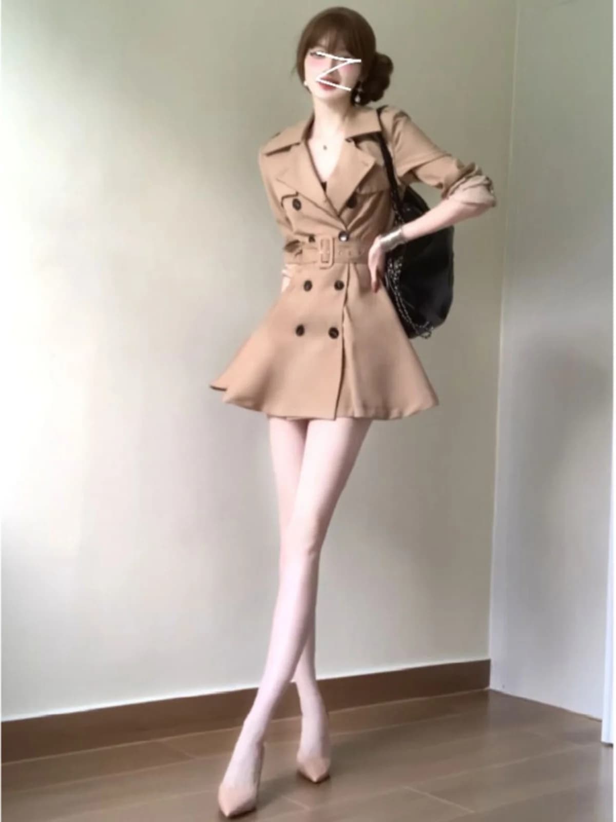 Elegante Abito Antivento con Cintura, Stile Coreano, Soprabito Trendy con Fascia in Vita, Design Semplice e Unico per il Pendolarismo
