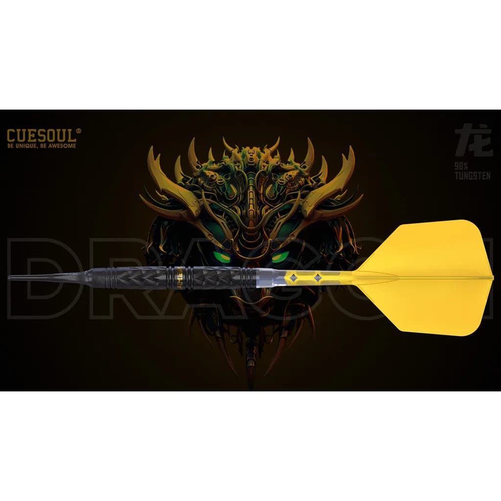 CUESOUL Zodiaco Cinese 'DRAGON' 19g Punta Morbida Set di Dart al 90% di Tungsteno con Rivestito in Titanio e Volo ROST T19 Integrato