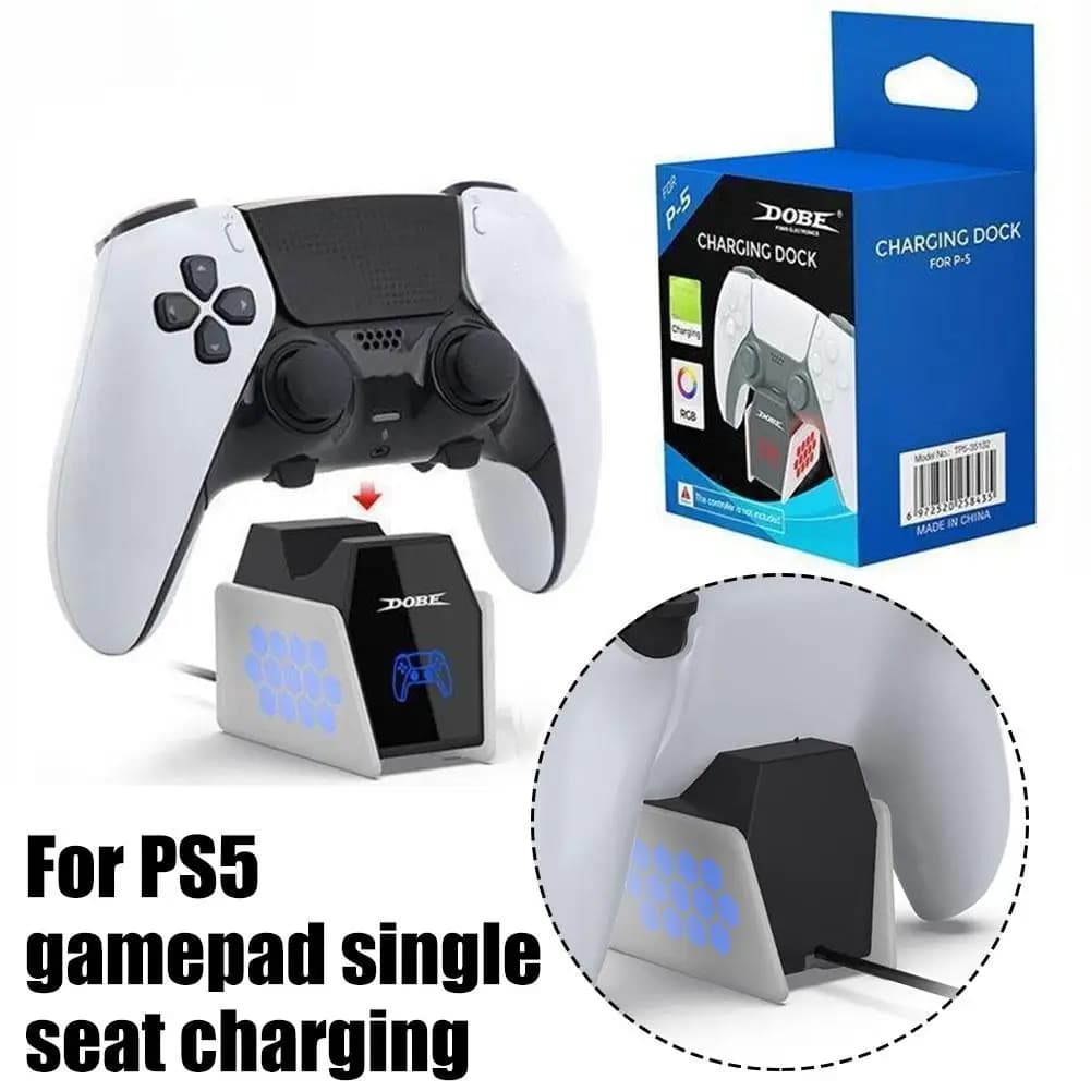Stazione di ricarica singola intelligente per controller PS5 e PS5 Elite con caricatore controller luce LED per gamepad PlayStation 5