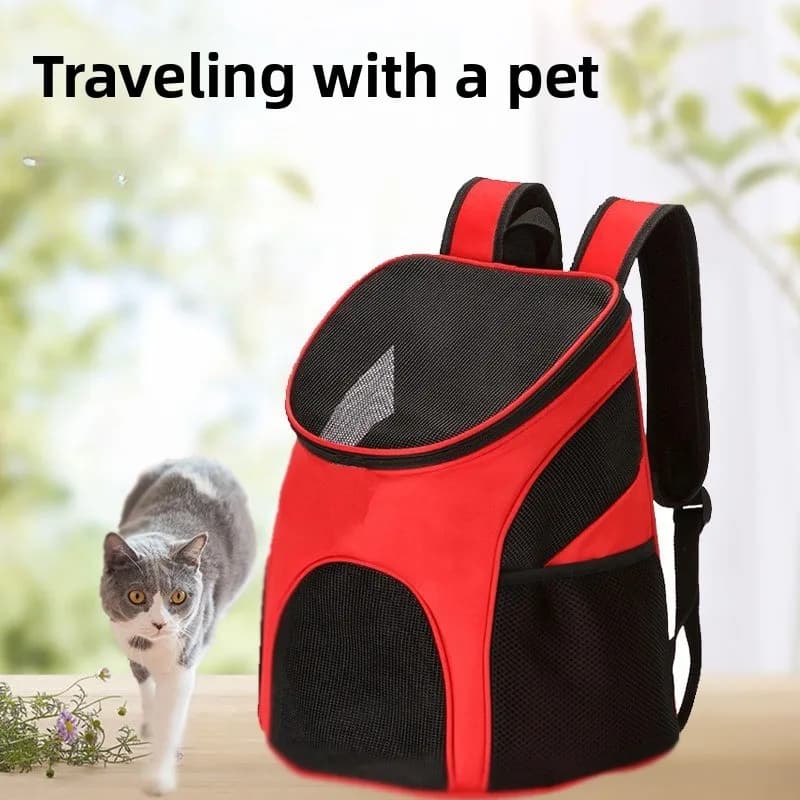 Zaino per animali domestici in rete traspirante — Trasportino pieghevole e portatile per cani e gatti — Grande zaino da viaggio