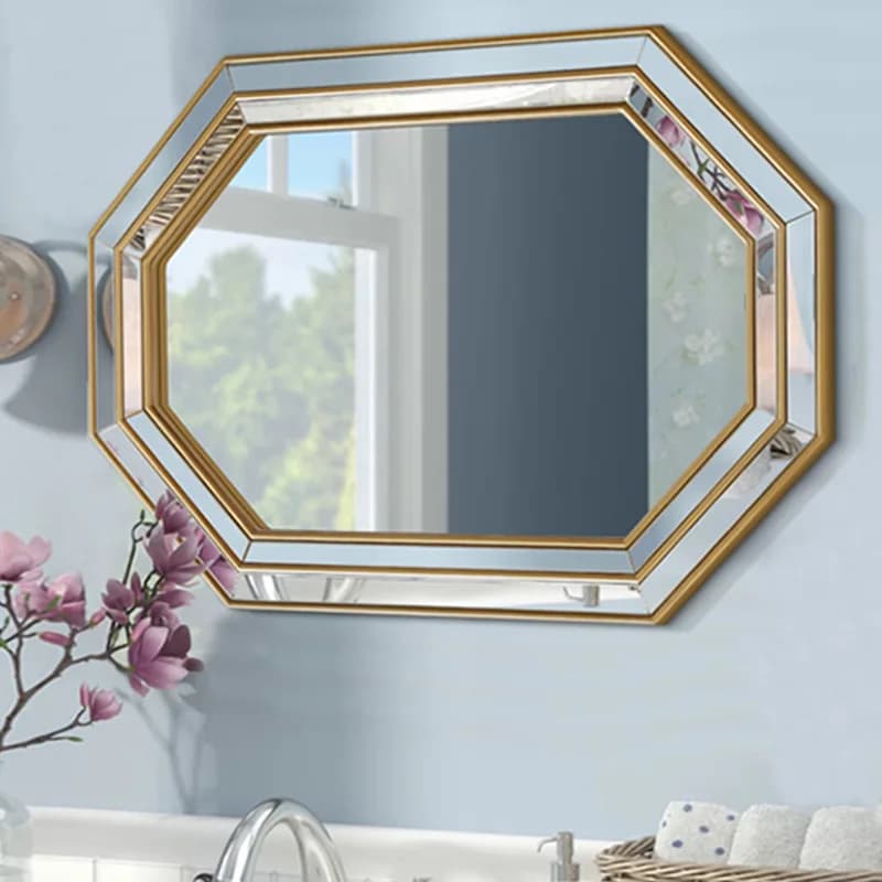 European LED bathroom mirror light luxury luminous cosmetic soft defogging bathroom French square bathroom mirror
