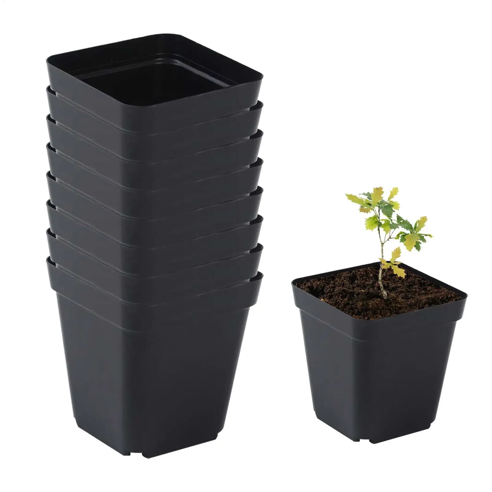 Vasi per piantine, 50 pezzi, vasi quadrati per la semina e la piantumazione, contenitori in plastica riutilizzabili per piante e fiori, kit da giardinaggio per frutta e vivaio
