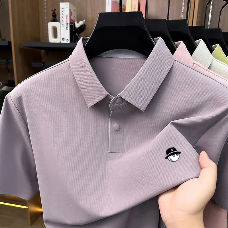 Quick-dry Men's Cooling Breathable Business Polo Shirt Daily Golf Classic Summer New Luxury Short Sleeve Premium Embroidered Tee