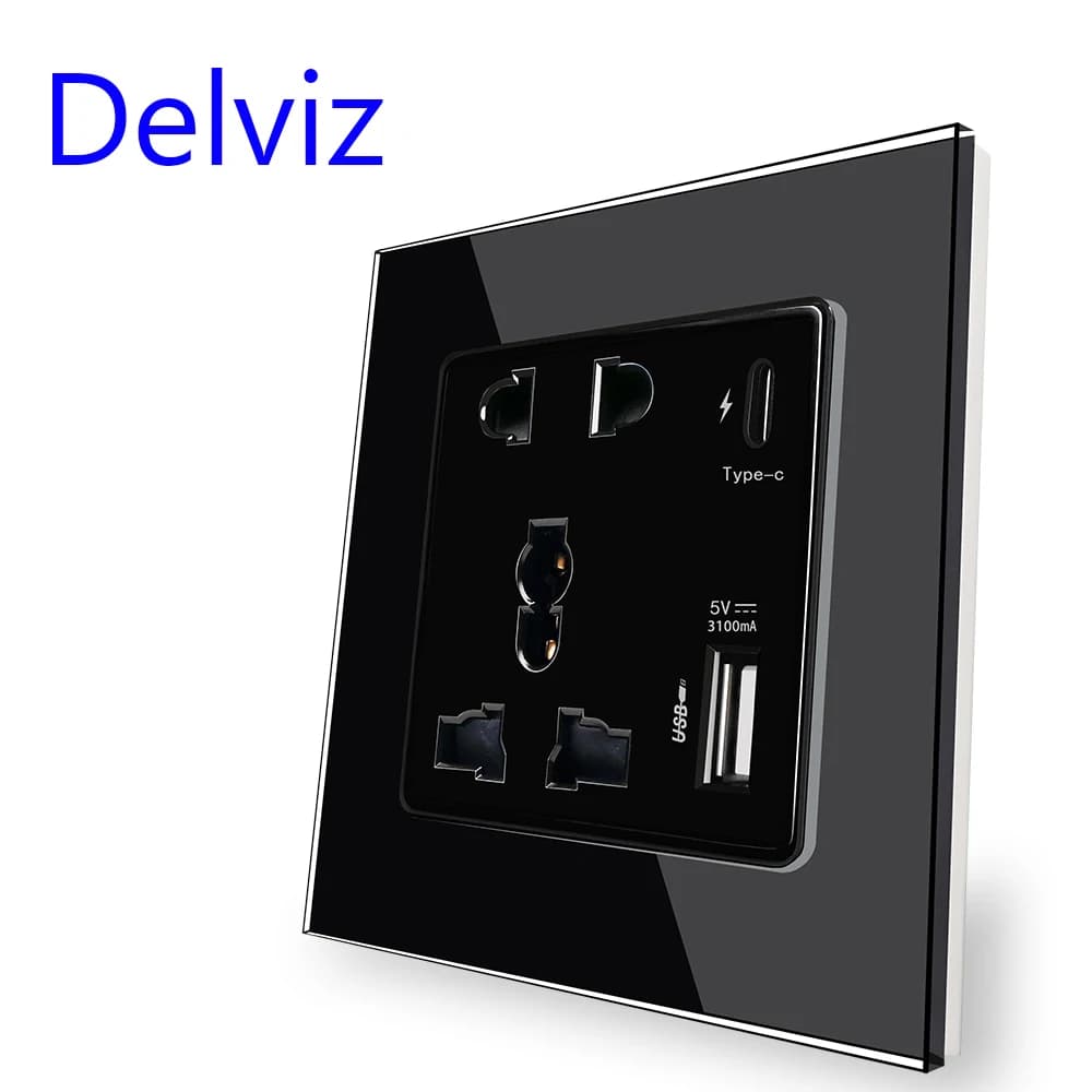Delviz con presa per porta di tipo C, uscita a doppia interfaccia Smart Charge rapida 18W 4000mA, presa USB per alimentazione a parete 1A1C incorporata per uso domestico