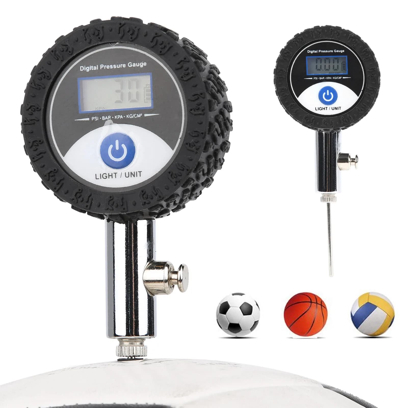 Manometro Digitale per Palloni da Calcio, Pallavolo e Basket, Barometro per Sport