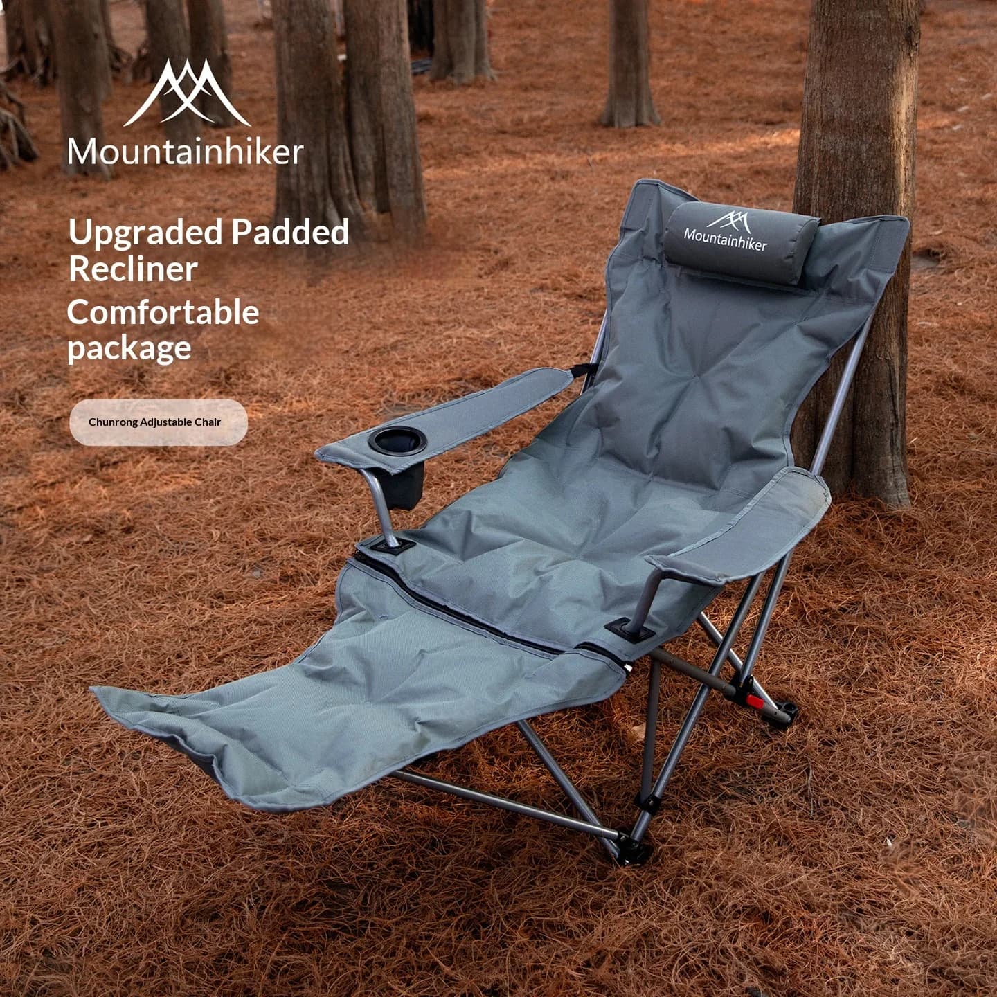 Mountainhiker Sedia da campeggio leggera e pieghevole con schienale e poggiapiedi regolabili, perfetta per l'uso in spiaggia.