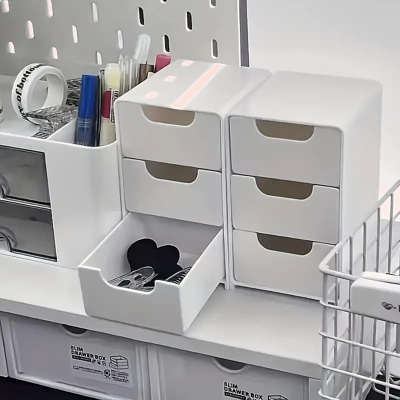 Chic 3-Tier Desk Organizer with Drawers for Office Supplies Jewelry Cosmetics Storage Portable Divider Box