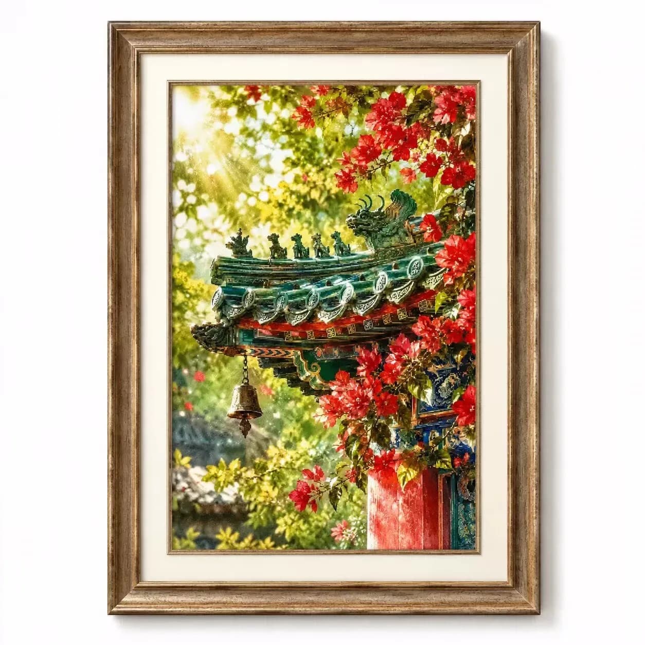 ZZ8673- Palace Wall Spring Letter 14CT 16CT 18CT Stamped Cross Stitch DIY Set Pattern Kit Needlework Embroidery 135 colors